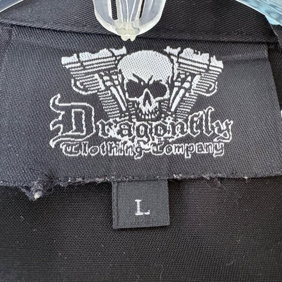 Dragonfly Mens Black Eagle USA Flag Engine Embroidered Button-Up Shirt Freedom t - Picture 3 of 8